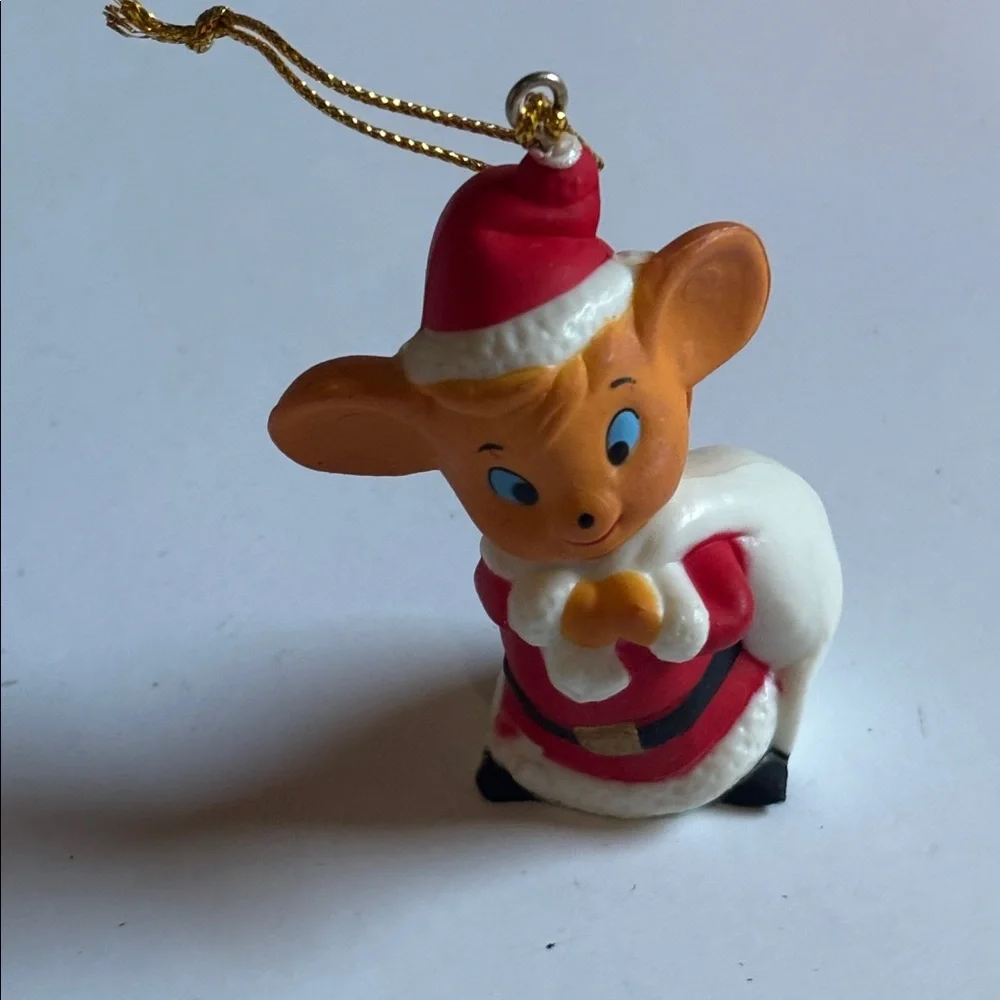 Anthropomorphic Christmas Mouse Plastic Ornaments Vintage Mouse Christmas